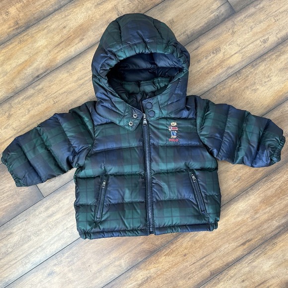 Polo Ralph Lauren Baby Boys Polo Bear Plaid Down Hooded Jacket Size‎ 9 Months 9 - Picture 7 of 10